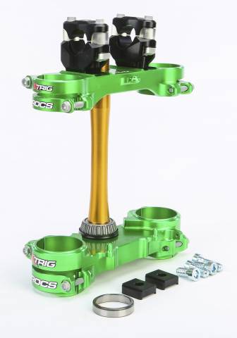XTRIG ROCS TECH CLAMP SET GREEN KAWASAKI 23MM KX250F '13-20 / KX450F '13-18