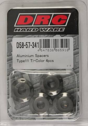DRC ALUMINUM SPACERS TYPE 11 TITANIUM M6X12MM 4/PK
