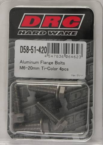 DRC ALUMINUM FLANGE BOLTS TITANIUM M6X20MM 4/PK