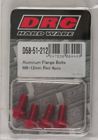 DRC ALUMINUM FLANGE BOLTS RED M6X12MM 4/PK