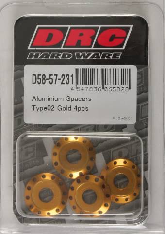 DRC ALUMINUM SPACERS TYPE 2 GOLD M6X12MM 4/PK