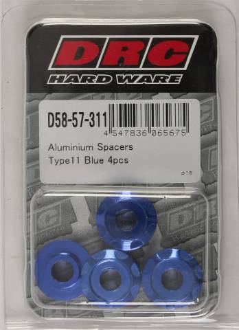 DRC ALUMINUM SPACERS TYPE 11 BLUE M6X12MM 4/PK