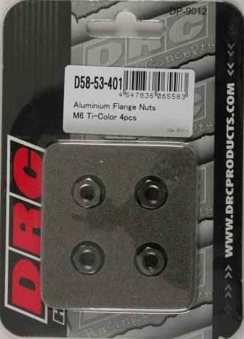 DRC ALUMINUM FLANGE NUTS TITANIUM M6X12MM 4/PK