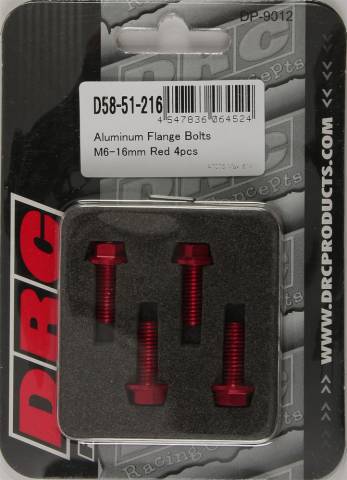 DRC ALUMINUM FLANGE BOLTS RED M6X16MM 4/PK