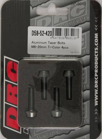 DRC ALUMINUM TAPER BOLTS TITANIUM M6X20MM 4/PK