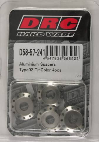 DRC ALUMINUM SPACERS TYPE 2 TITANIUM M6X12MM 4/PK