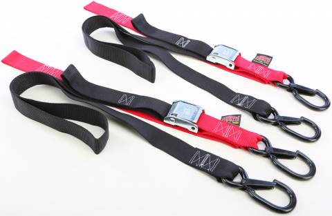 POWERTYE TIE-DOWN CAM SEC HOOK SOFT-TYE 1.5"X6' BLACK/RED PAIR