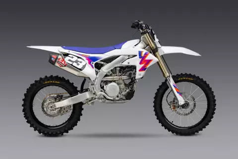 YOSHIMURA YZ250F '24-26 RS-12 STAINLESS FULL EXHAUST, W/ ALUMINUM MUFFLER