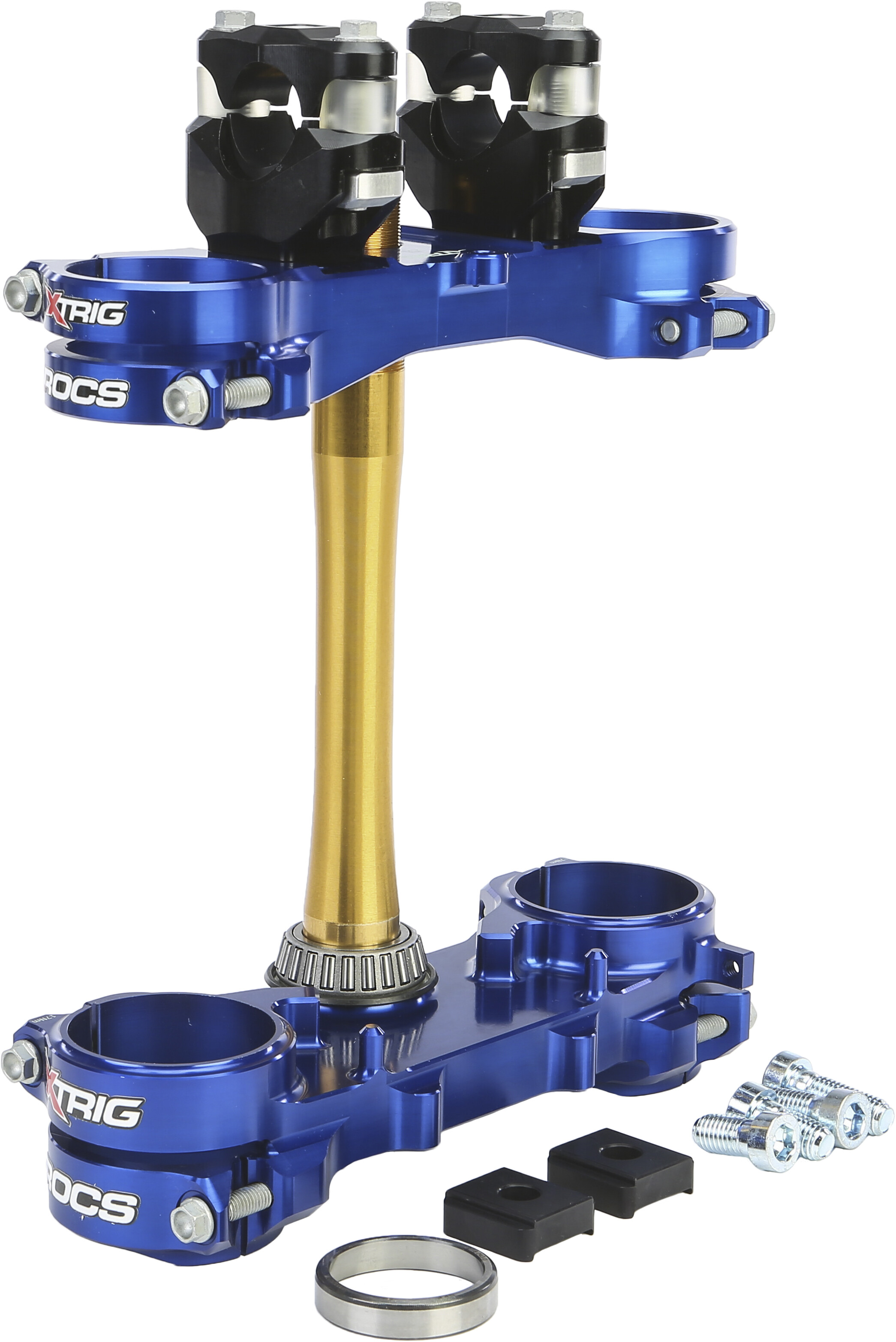 XTRIG ROCS TECH CLAMP SET BLUE YAMAHA 25MM YZ250 06-22