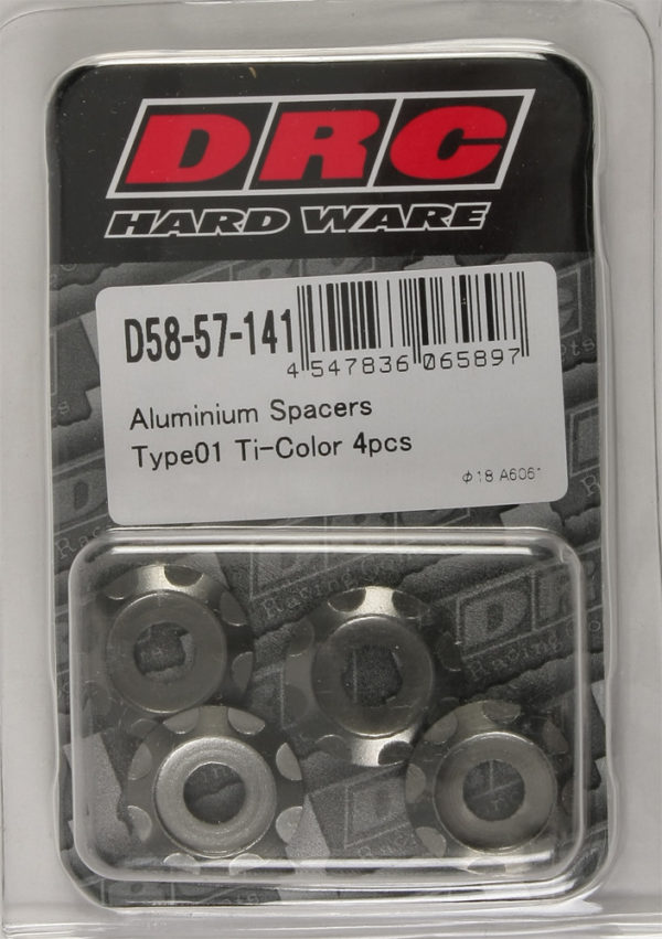 DRC ALUMINUM SPACERS TYPE 1 TITANIUM M6X12MM 4/PK