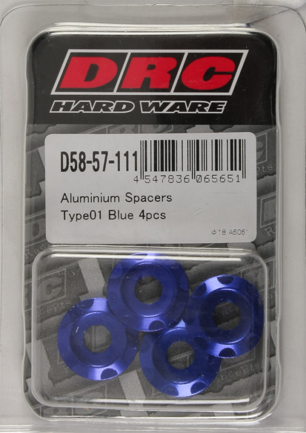 DRC ALUMINUM SPACERS TYPE 1 BLUE M6X12MM 4/PK