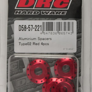 DRC ALUMINUM SPACERS TYPE 2 RED M6X12MM 4/PK