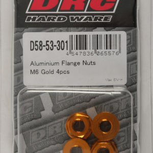 DRC ALUMINUM FLANGE NUTS GOLD M6X12MM 4/PK