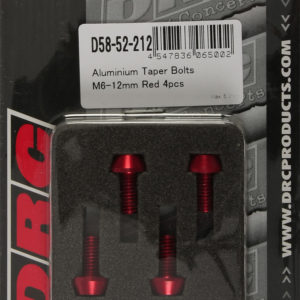 DRC ALUMINUM TAPER BOLTS RED M6X12MM 4/PK